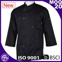 Asas Fit Chef Coat Button plastik 100% Premium Cotton Twill pakaian seragam chef adat murah
