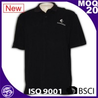 pria hitam lengan pendek disesuaikan desain baru 100% katun polo shirt dengan kantong