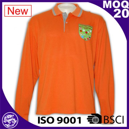 Orange Tailor-made high Quality Unisex Cottont long polo shirt