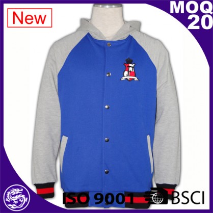 hoodies baseball jersey with hood blue&grey